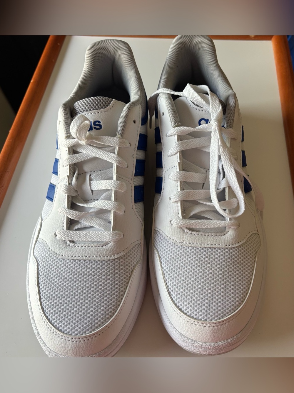adidas White and Blue Men's Low-Top Sneakers